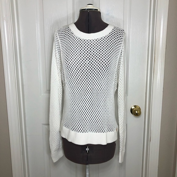 Michael Kors Cotton Blend Off White Chic Knit Long Sleeve Sweater /Swim Cover M - Picture 2 of 15